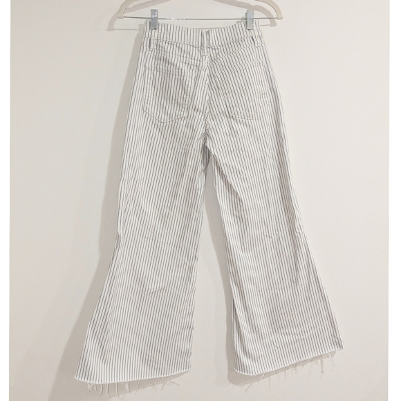 FRAME La Palazzo cropped striped high-rise wide-leg jeans - Picture 6 of 8